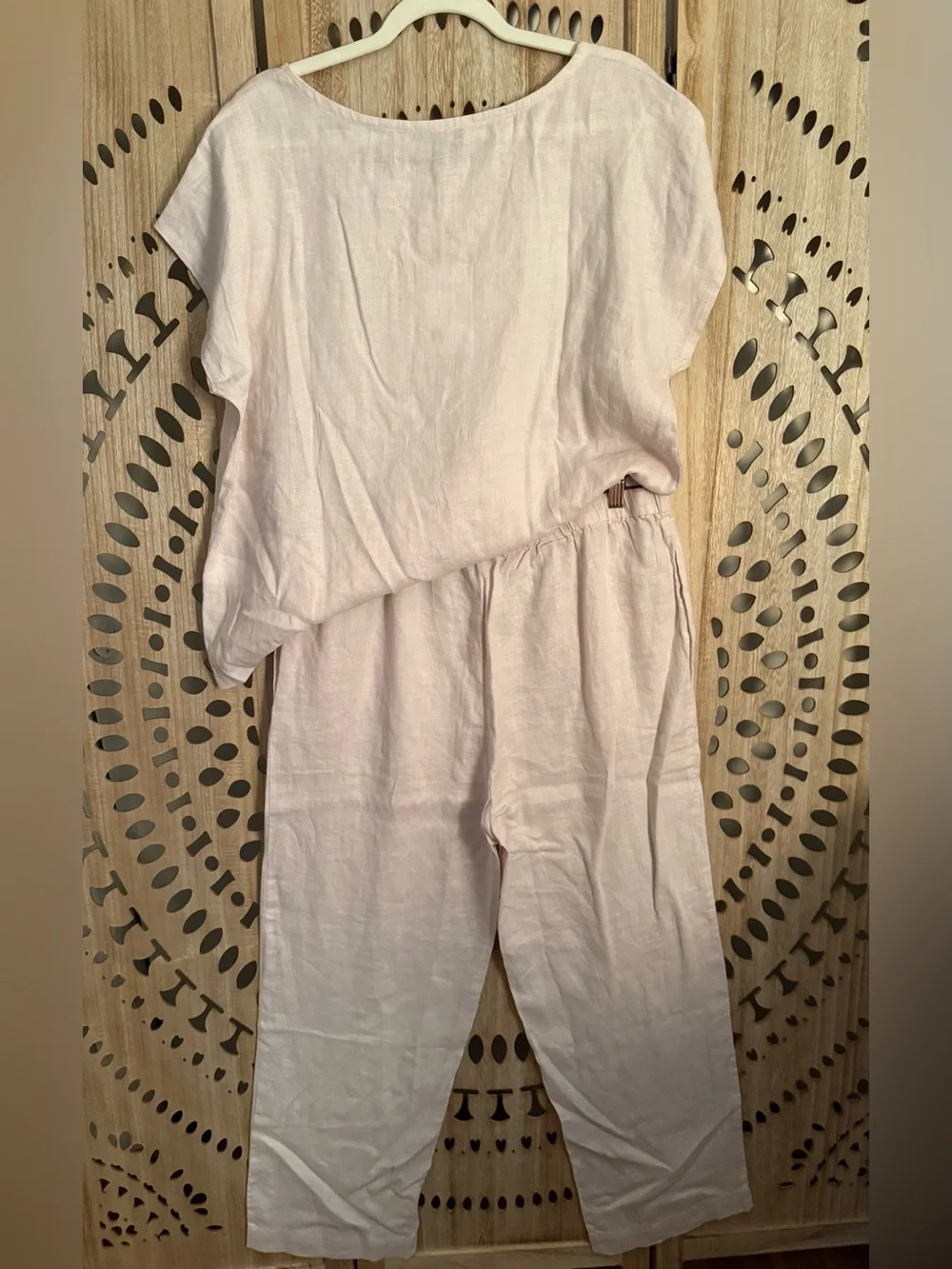 Quince 100% European Linen Boxy Tee & Wide Leg Pant Set | Size L Top / L Pants